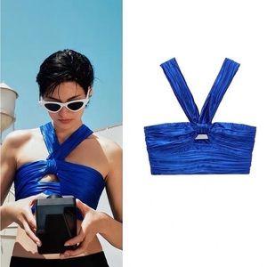 NWT Zara Blue Halter top size Medium